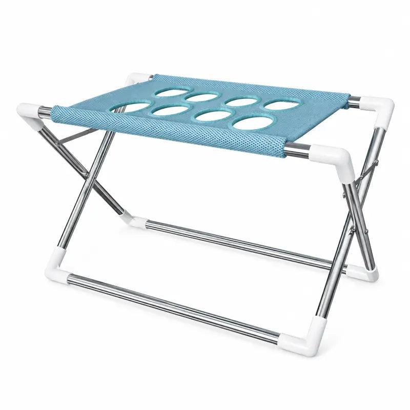1-Count Stainless Steel Left-Right Foldable Pet Bathing Stand with Breathable Mesh Support Rack for Small Dog Shower & Grooming, Left/Right Fold