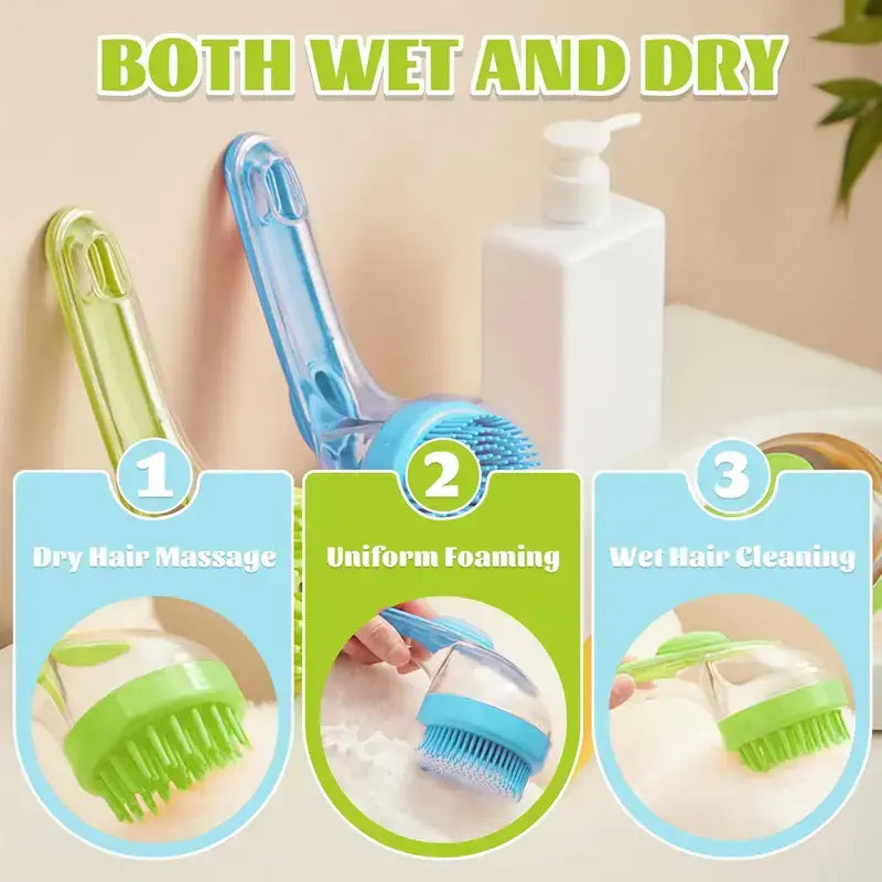 Silicone Pet Shampoo Brush with Soap Dispenser - Gentle Massage Grooming Tool for Dogs and Cats, Suitable for Short and Long Fur, Refillable Cleaning Accessory for Home Grooming