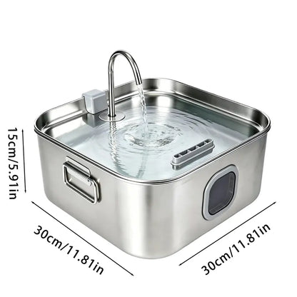 Sohochic 12L 304 SS Automatic Pet Water Fountain for Dogs & Cats, Large-Capacity Dispenser with LED Gauge, Quiet Pump, Multi-Pet Drinking Tray, Filter Set, with Filter Set