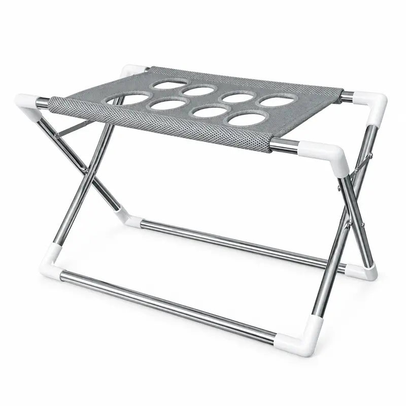 1-Count Stainless Steel Left-Right Foldable Pet Bathing Stand with Breathable Mesh Support Rack for Small Dog Shower & Grooming, Left/Right Fold
