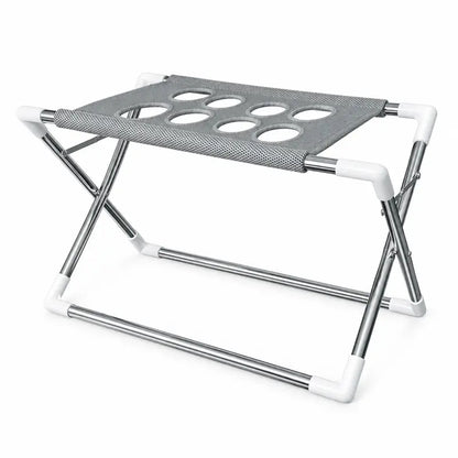 1-Count Stainless Steel Left-Right Foldable Pet Bathing Stand with Breathable Mesh Support Rack for Small Dog Shower & Grooming, Left/Right Fold