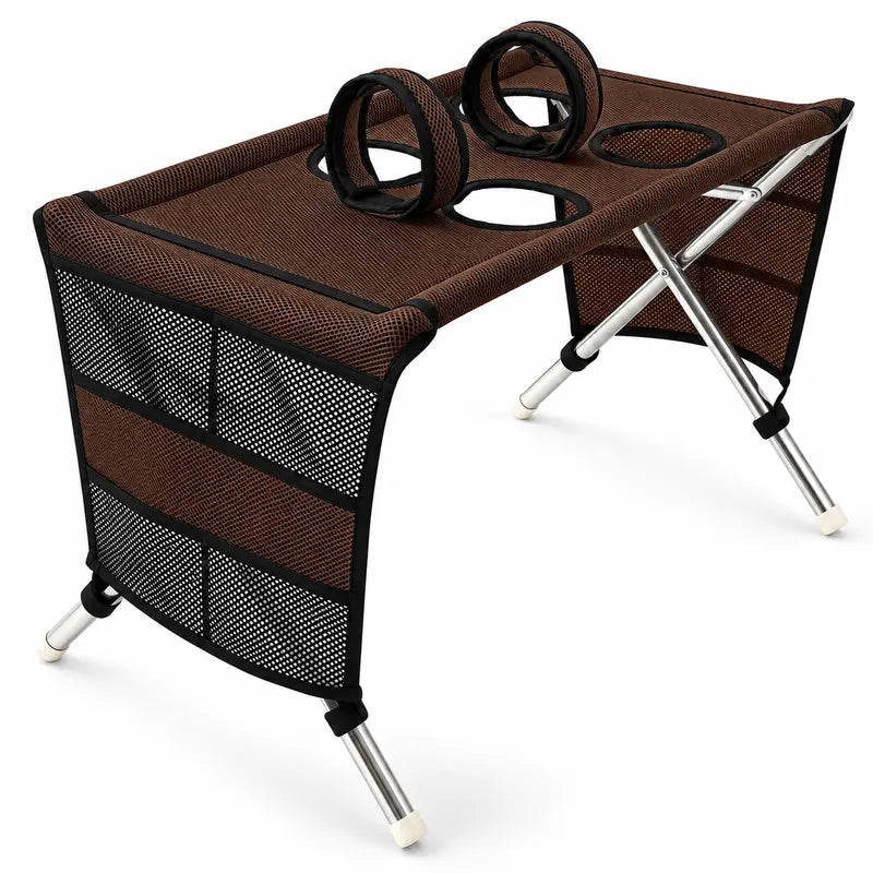 Portable Folding Pet Grooming Table with Safety Restraint Straps & Side Storage Pocket, Raised Dog Bathing Station for Small Dogs and Cats, Foldable Pet Grooming Stand for Home Bath & Brushing