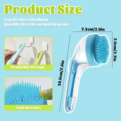 Silicone Pet Shampoo Brush with Soap Dispenser - Gentle Massage Grooming Tool for Dogs and Cats, Suitable for Short and Long Fur, Refillable Cleaning Accessory for Home Grooming