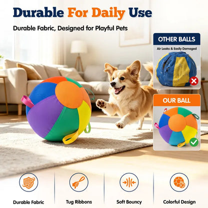 Dog Herding Ball - Vibrant Color, Upgraded Reinforced Design, Mental & Physical Exercise Interactive Toy High Bounce Dog Ball, Easy to Clean for Backyard Daily Playtime,Familyfun