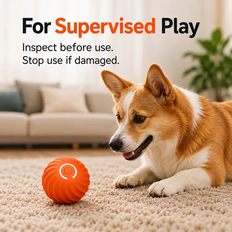 Interactive Dog Ball, 2.2-Inch Motion-Activated Automatic Rolling & Bouncing Ball, USB Rechargeable Durable Indoor & Outdoor Pet Toy for Dogs