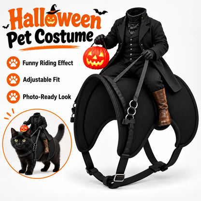 Halloween Headless Horseman Pet Costume for Cats and Small Dogs - 3D Rider Outfit with Pumpkin Lantern and Adjustable Straps