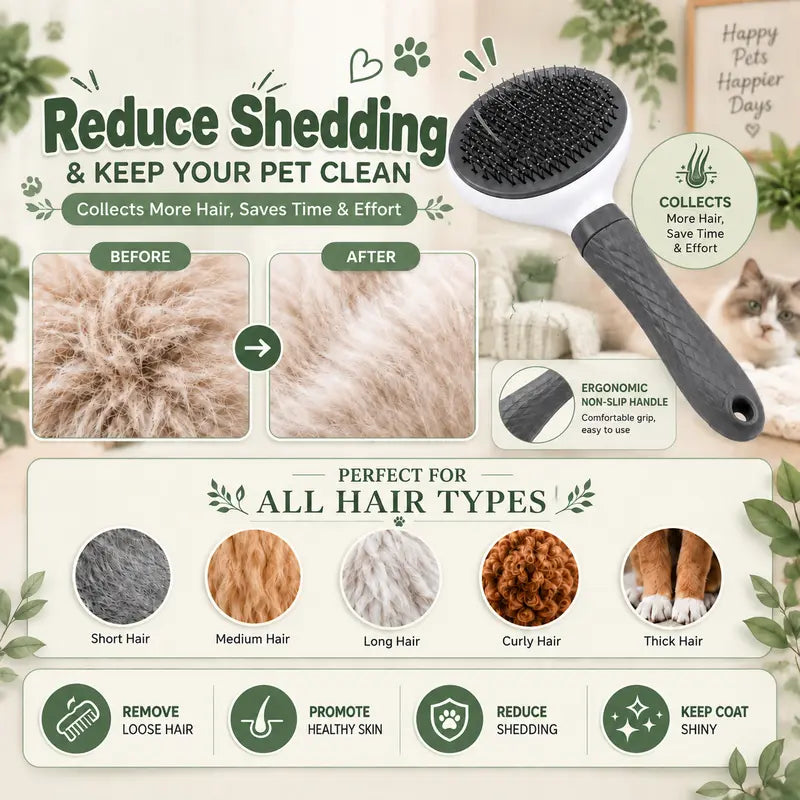 Cat 5-Piece Bath & Trim Grooming Kit - Deshedding Brush, Nail Clipper, Silicone Parts, Massage Shampoo Brush, Anti-Bite Bath Bag, Universal Fit Fur Control Pet Care Set