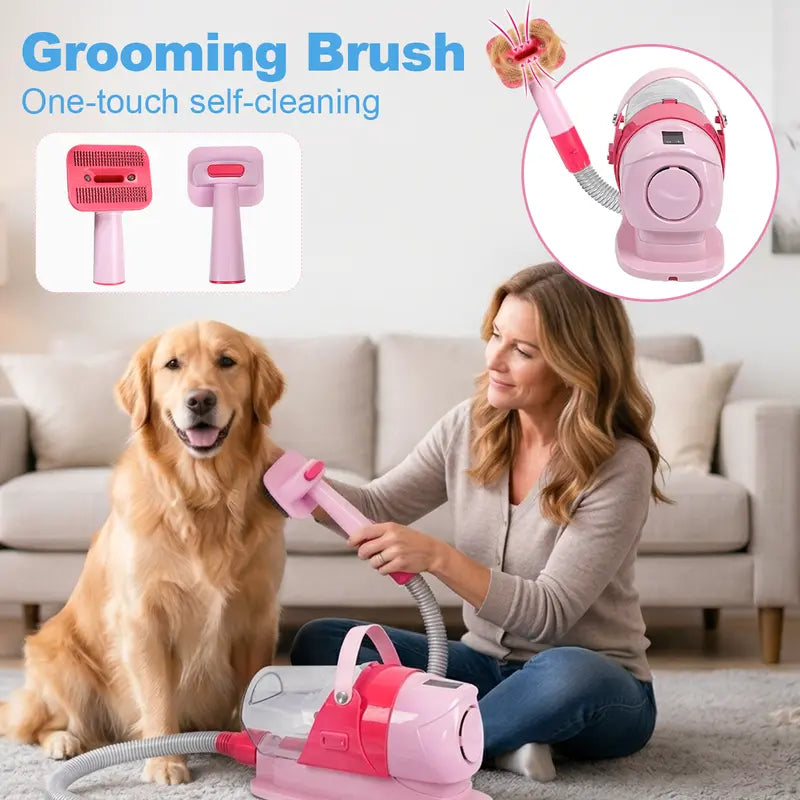 6-In-1 Pet Grooming Vacuum Kit for Dogs & Cats - 3L Dust Cup, Low Noise Trimmer with Guide Combs, 5-In-1 Brush, Hair Removal, Shed Control for Home Use,Toolupgrade