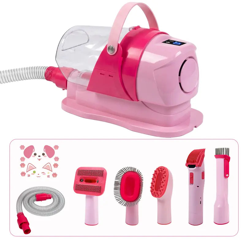 6-In-1 Pet Grooming Vacuum Kit for Dogs & Cats - 3L Dust Cup, Low Noise Trimmer with Guide Combs, 5-In-1 Brush, Hair Removal, Shed Control for Home Use,Toolupgrade