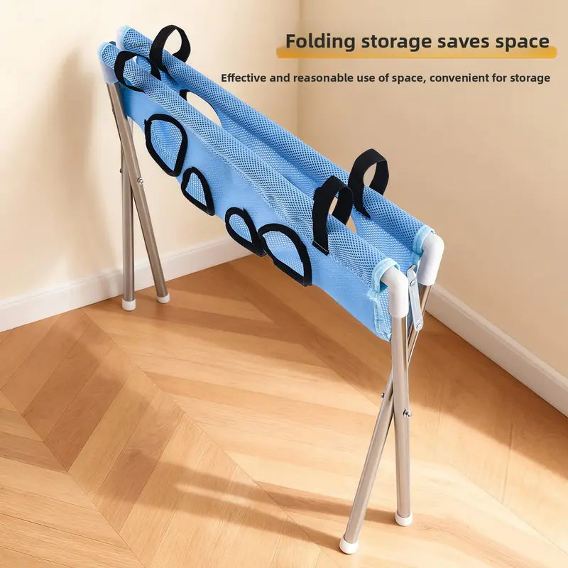 Fold-Flat Fabric Pet Grooming Sling Hammock with Stainless Steel Stand, Restraint Harness for Dog & Cat Nail Clipping, Bathing