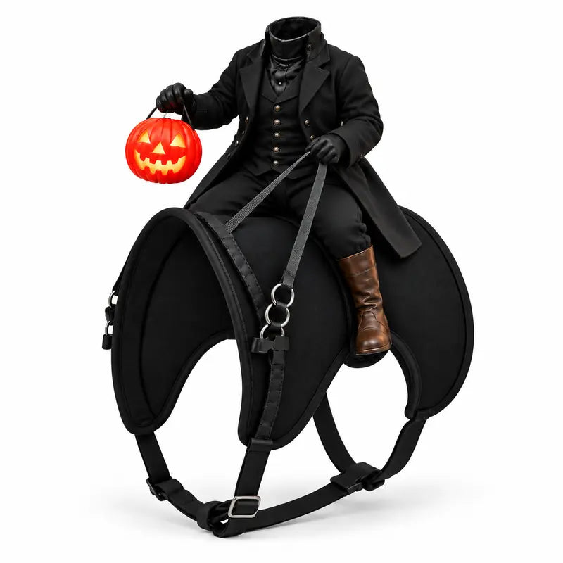 Halloween Headless Horseman Pet Costume for Cats and Small Dogs - 3D Rider Outfit with Pumpkin Lantern and Adjustable Straps