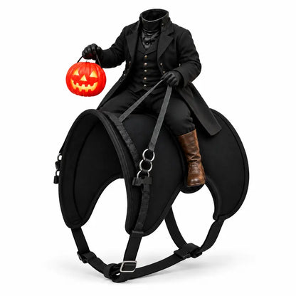 Halloween Headless Horseman Pet Costume for Cats and Small Dogs - 3D Rider Outfit with Pumpkin Lantern and Adjustable Straps