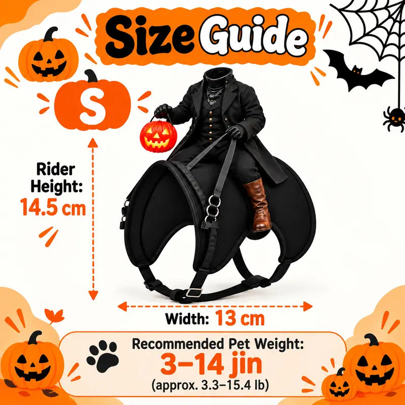Halloween Headless Horseman Pet Costume for Cats and Small Dogs - 3D Rider Outfit with Pumpkin Lantern and Adjustable Straps