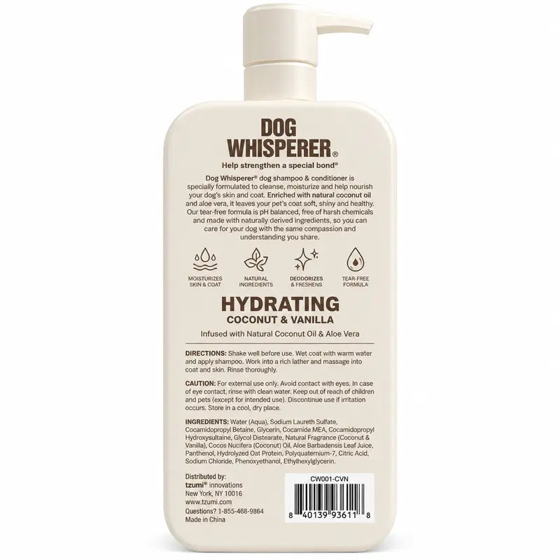 Dog Whisperer Hydrating Dog Shampoo & Conditioner Coconut & Vanilla with Natural Coconut Oil & Aloe Vera 34 Fl Oz