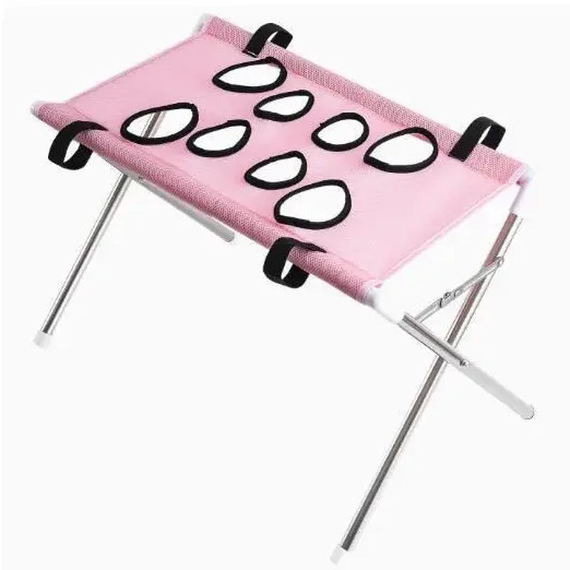 Fold-Flat Fabric Pet Grooming Sling Hammock with Stainless Steel Stand, Restraint Harness for Dog & Cat Nail Clipping, Bathing