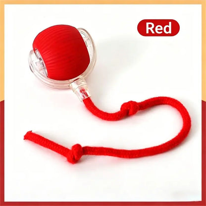 Interactive Usb-Rechargeable Smart Rolling String Cat Toy Ball - Light-Up, Quiet Adjustable Mode, Bite-Wear Resistant, Shatterproof, Non-Toxic, Replaceable Wavy-Texture Shell, 8-Color Indoor Kitten Hunting Toy with Automatic Bird Sound Movement