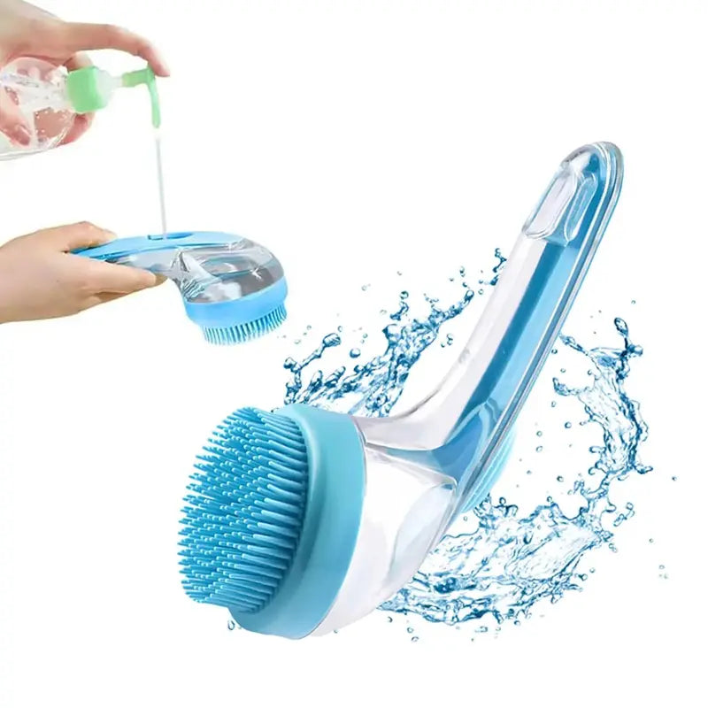 Silicone Pet Shampoo Brush with Soap Dispenser - Gentle Massage Grooming Tool for Dogs and Cats, Suitable for Short and Long Fur, Refillable Cleaning Accessory for Home Grooming