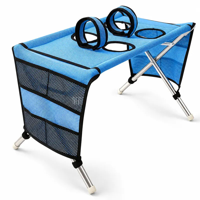 Portable Folding Pet Grooming Table with Safety Restraint Straps & Side Storage Pocket, Raised Dog Bathing Station for Small Dogs and Cats, Foldable Pet Grooming Stand for Home Bath & Brushing