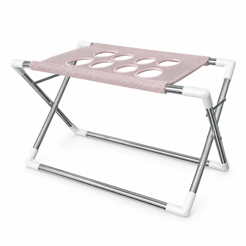 1-Count Stainless Steel Left-Right Foldable Pet Bathing Stand with Breathable Mesh Support Rack for Small Dog Shower & Grooming, Left/Right Fold