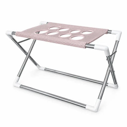 1-Count Stainless Steel Left-Right Foldable Pet Bathing Stand with Breathable Mesh Support Rack for Small Dog Shower & Grooming, Left/Right Fold