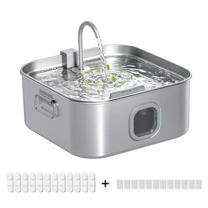 Sohochic 12L 304 SS Automatic Pet Water Fountain for Dogs & Cats, Large-Capacity Dispenser with LED Gauge, Quiet Pump, Multi-Pet Drinking Tray, Filter Set, with Filter Set