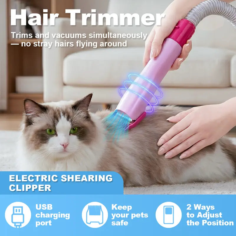 6-In-1 Pet Grooming Vacuum Kit for Dogs & Cats - 3L Dust Cup, Low Noise Trimmer with Guide Combs, 5-In-1 Brush, Hair Removal, Shed Control for Home Use,Toolupgrade