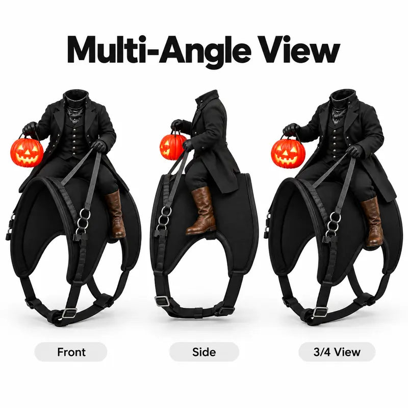 Halloween Headless Horseman Pet Costume for Cats and Small Dogs - 3D Rider Outfit with Pumpkin Lantern and Adjustable Straps