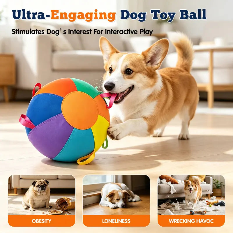 Dog Herding Ball - Vibrant Color, Upgraded Reinforced Design, Mental & Physical Exercise Interactive Toy High Bounce Dog Ball, Easy to Clean for Backyard Daily Playtime,Familyfun