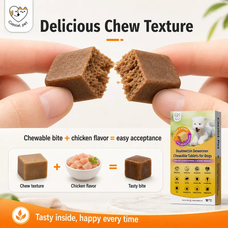 Cassiel Pet Chicken Flavor Soft Treats for Adult Dogs, Daily Pet Snacks, Easy Feeding, 10 Tablets