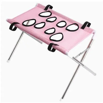 Fold-Flat Fabric Pet Grooming Sling Hammock with Stainless Steel Stand, Restraint Harness for Dog & Cat Nail Clipping, Bathing