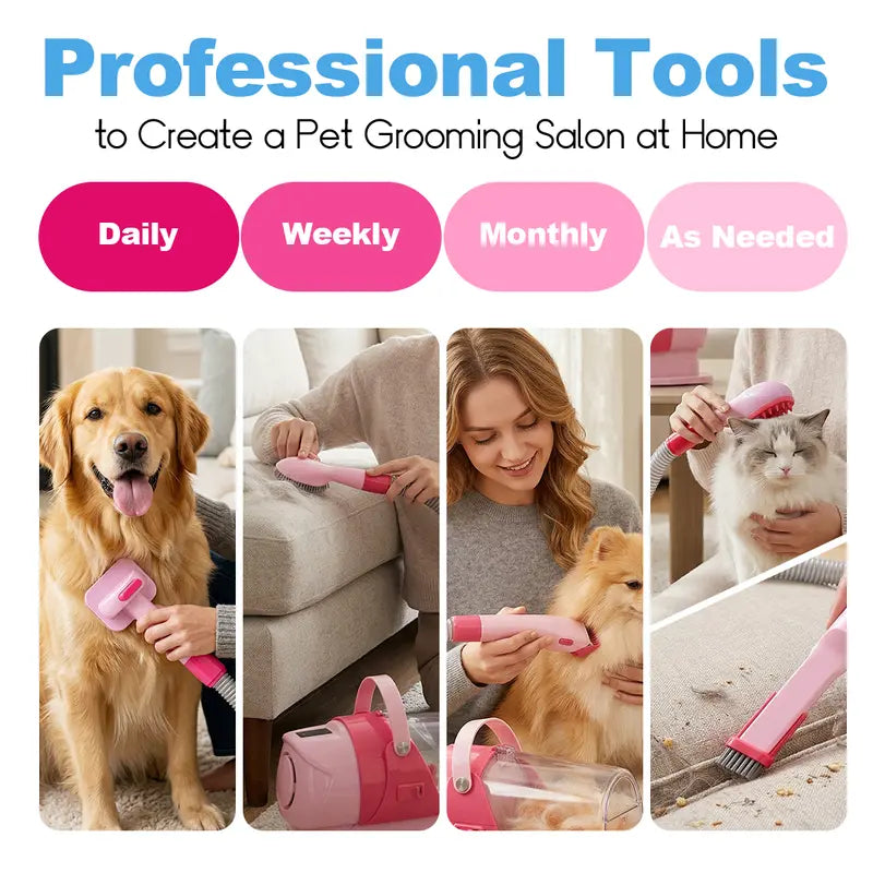 6-In-1 Pet Grooming Vacuum Kit for Dogs & Cats - 3L Dust Cup, Low Noise Trimmer with Guide Combs, 5-In-1 Brush, Hair Removal, Shed Control for Home Use,Toolupgrade