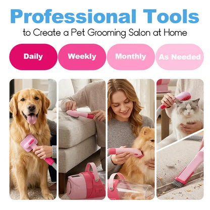 6-In-1 Pet Grooming Vacuum Kit for Dogs & Cats - 3L Dust Cup, Low Noise Trimmer with Guide Combs, 5-In-1 Brush, Hair Removal, Shed Control for Home Use,Toolupgrade