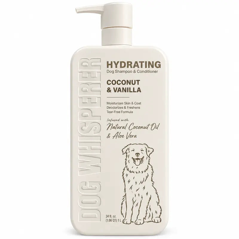 Dog Whisperer Hydrating Dog Shampoo & Conditioner Coconut & Vanilla with Natural Coconut Oil & Aloe Vera 34 Fl Oz