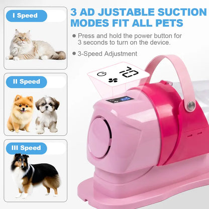6-In-1 Pet Grooming Vacuum Kit for Dogs & Cats - 3L Dust Cup, Low Noise Trimmer with Guide Combs, 5-In-1 Brush, Hair Removal, Shed Control for Home Use,Toolupgrade