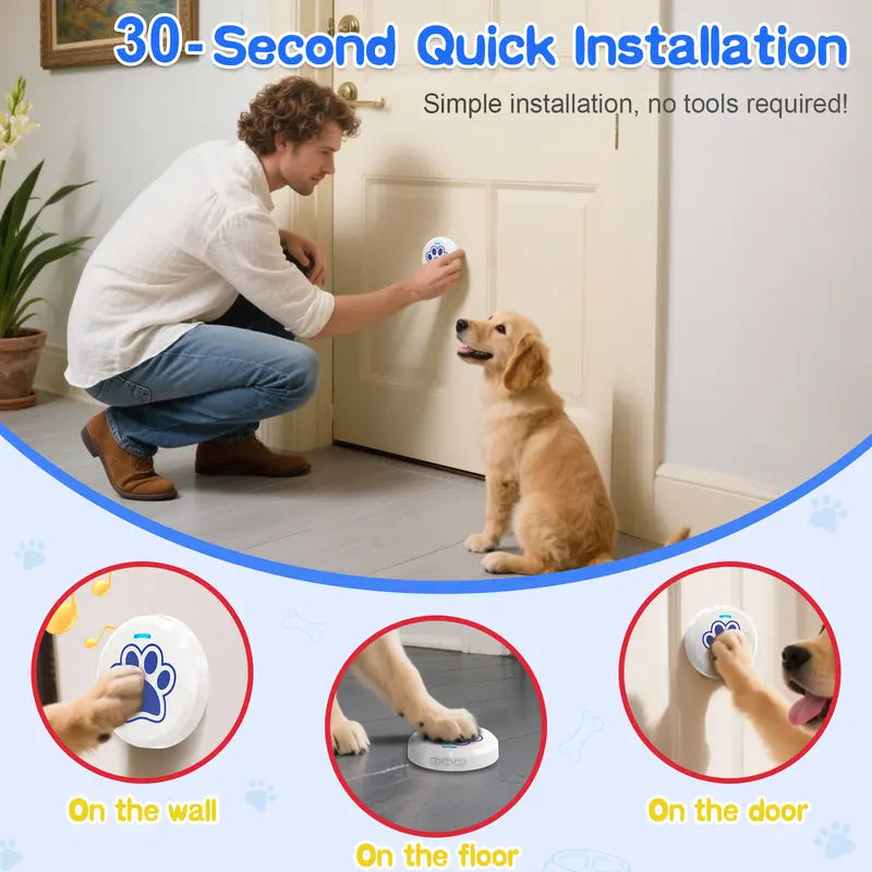 Chunhee Dog Potty Training Doorbell Kit - Durable Design, 36 Custom Sounds, Adjustable Volume (0-115dB), Touch Activation, Indoor & Outdoor Use for Effective Potty Training