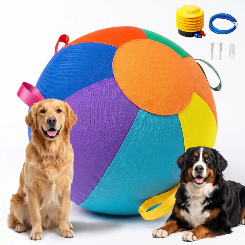 Dog Herding Ball - Vibrant Color, Upgraded Reinforced Design, Mental & Physical Exercise Interactive Toy High Bounce Dog Ball, Easy to Clean for Backyard Daily Playtime,Familyfun