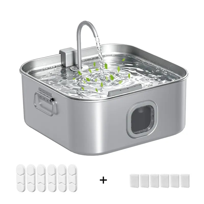 Sohochic 12L 304 SS Automatic Pet Water Fountain for Dogs & Cats, Large-Capacity Dispenser with LED Gauge, Quiet Pump, Multi-Pet Drinking Tray, Filter Set, with Filter Set