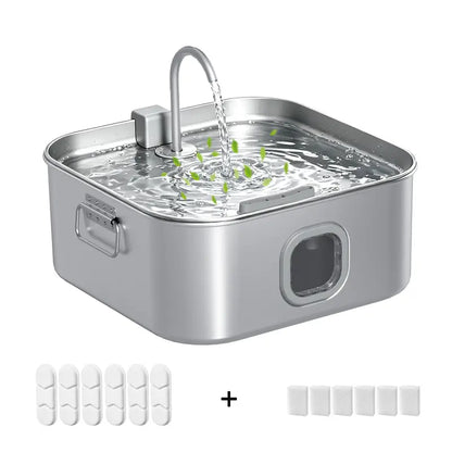 Sohochic 12L 304 SS Automatic Pet Water Fountain for Dogs & Cats, Large-Capacity Dispenser with LED Gauge, Quiet Pump, Multi-Pet Drinking Tray, Filter Set, with Filter Set