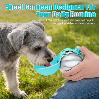 Lumikata 2-In-1 Portable Dog Water Bottle - 10Oz Stainless Steel, Silicone Foldable Bowl Mode, Leak-Proof Water Ball, Small Dog Walking & Pet Feeding Supplies