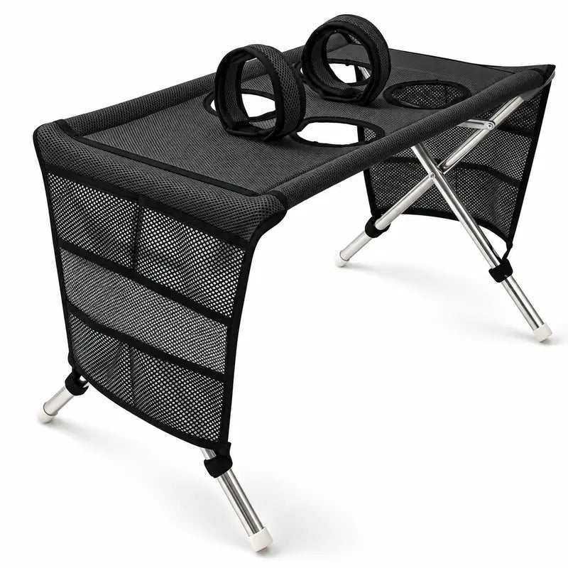 Portable Folding Pet Grooming Table with Safety Restraint Straps & Side Storage Pocket, Raised Dog Bathing Station for Small Dogs and Cats, Foldable Pet Grooming Stand for Home Bath & Brushing