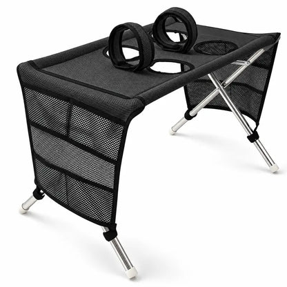 Portable Folding Pet Grooming Table with Safety Restraint Straps & Side Storage Pocket, Raised Dog Bathing Station for Small Dogs and Cats, Foldable Pet Grooming Stand for Home Bath & Brushing
