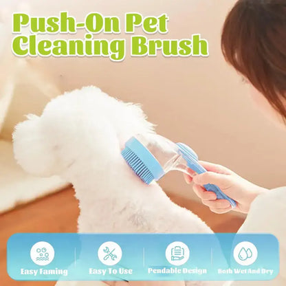 Silicone Pet Shampoo Brush with Soap Dispenser - Gentle Massage Grooming Tool for Dogs and Cats, Suitable for Short and Long Fur, Refillable Cleaning Accessory for Home Grooming