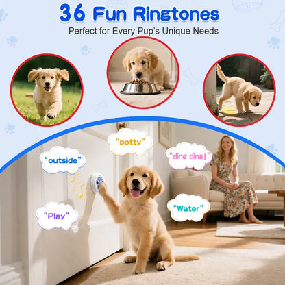 Chunhee Dog Potty Training Doorbell Kit - Durable Design, 36 Custom Sounds, Adjustable Volume (0-115dB), Touch Activation, Indoor & Outdoor Use for Effective Potty Training