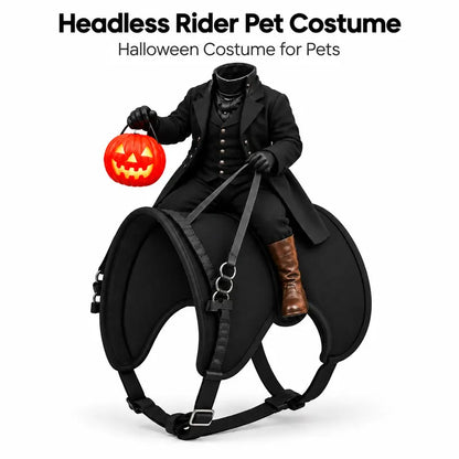 Halloween Headless Horseman Pet Costume for Cats and Small Dogs - 3D Rider Outfit with Pumpkin Lantern and Adjustable Straps