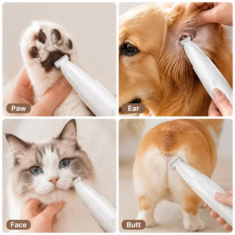 Cordless Dog & Cat Paw Hair Trimmer Clipper - Pet Groomer Tools, 18Mm Wide Solid Blade, Low Noise, USB-C Rechargeable, Precision Trim Claw Care Tool