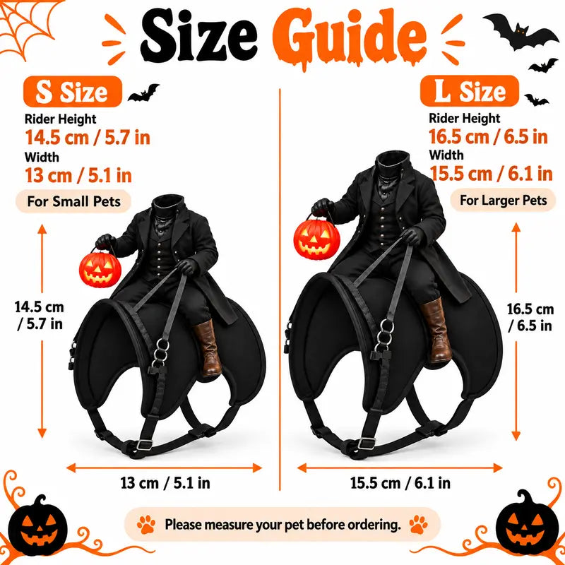 Halloween Headless Horseman Pet Costume for Cats and Small Dogs - 3D Rider Outfit with Pumpkin Lantern and Adjustable Straps